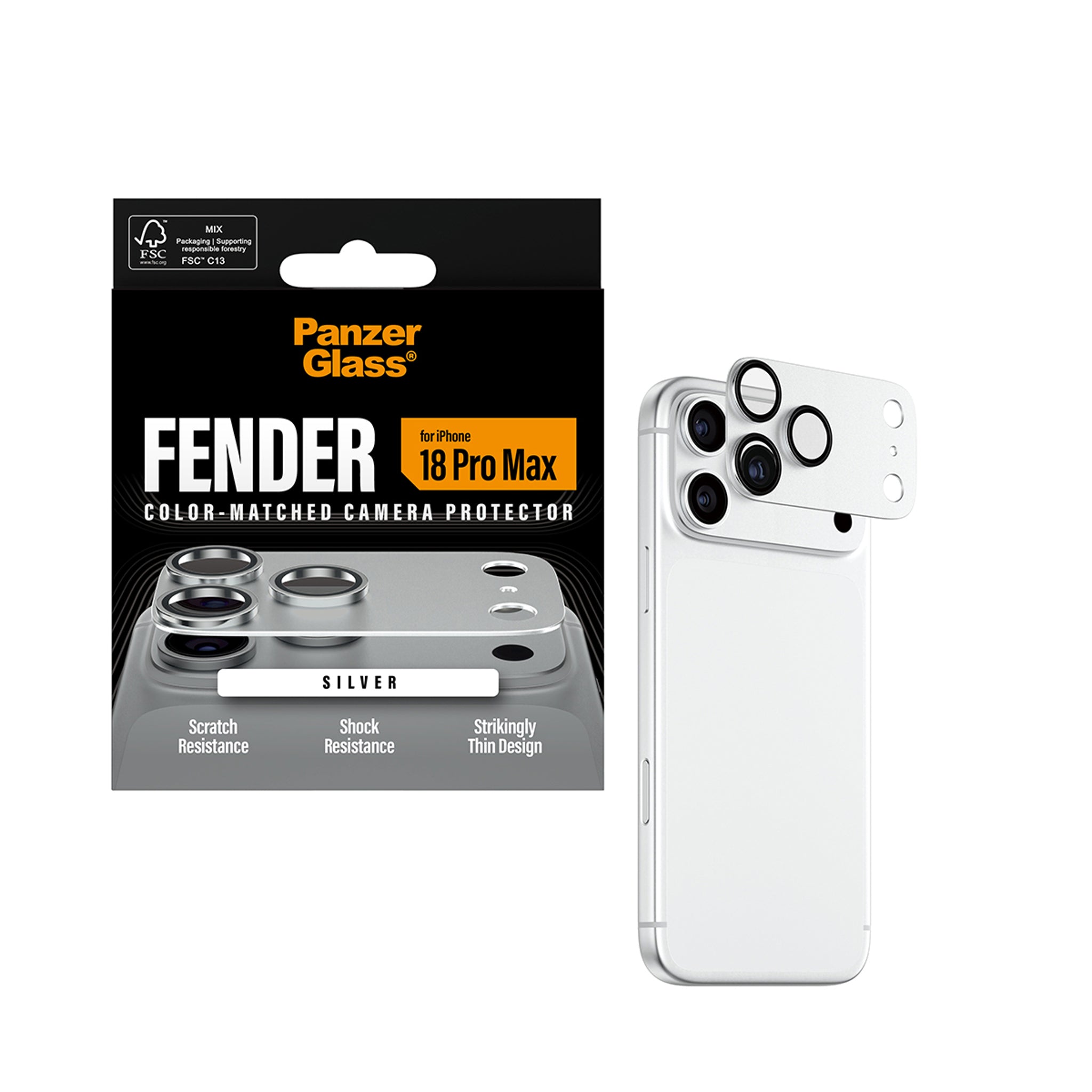 PanzerGlass® Fender Kamerabeskytter Sølv iPhone 18 Pro Max